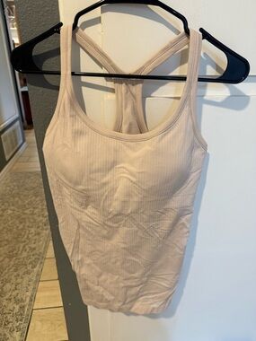 lululemon ebb to street  Ribbed Racerback Tank in cream